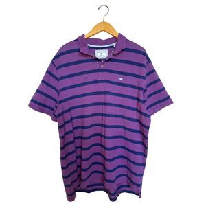 Southern Tide Men's XXL Purple Striped Polo Shirt Short Sleeve Casual Big & Tall